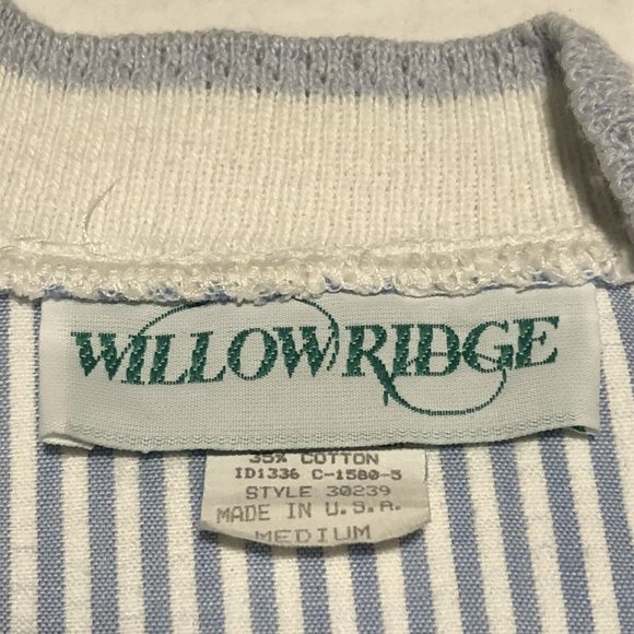 Vintage Willow Ridge Blue And White Striped Metal Zipper Women’s Jacket Medium - Picture 6 of 12
